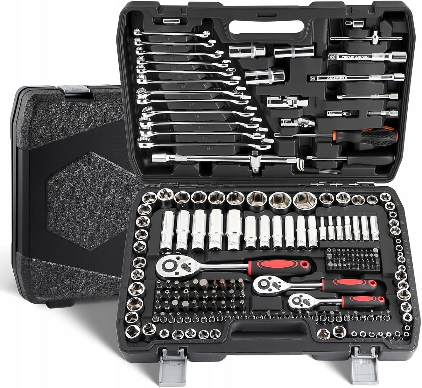 SET OF KEYS 216 ELEMENTS Cr-V SOCKET BITS RATCHET KEYS IN SUITCASE Product weight with unit packaging 11 kg
