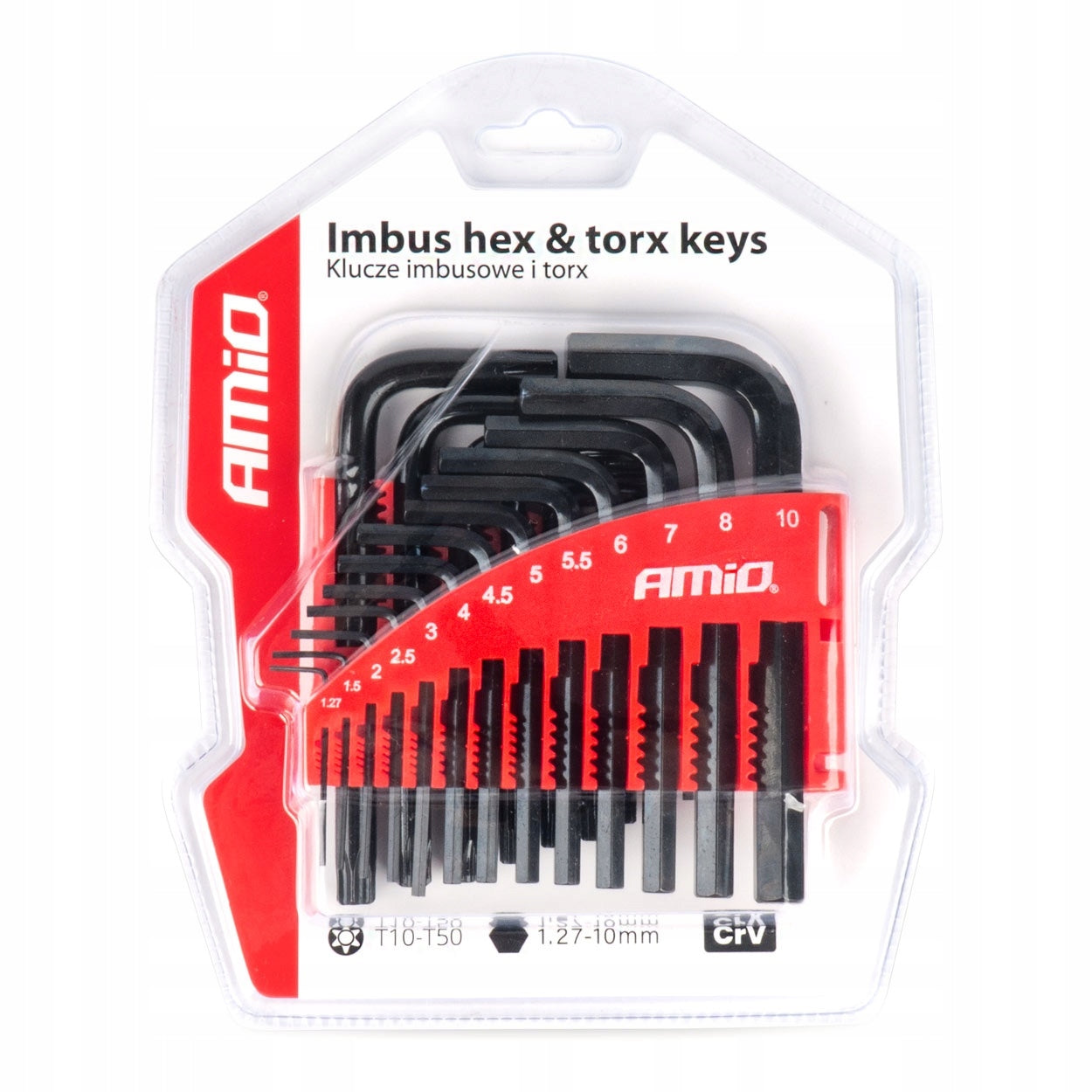 SET OF KEYS ALLEN KEYS TORX HEX STEEL BLACK 22 PIECES ORGANIZER Product weight with unit packaging 0.61 kg