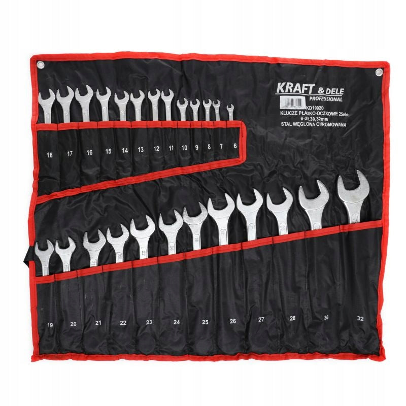 SET OF KEYS ON SHEET FLAT-EYE WRENCHES 6-32mm 25pcs FLAT +ETUI Brand Kraft&Dele