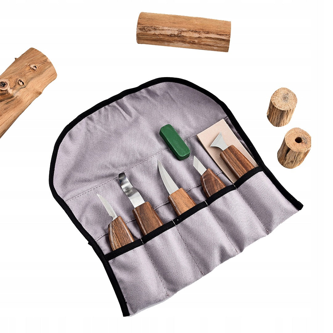 SET OF KNIVES AND CHISELS FOR CARVING IN WOOD 9EL TOOLS + GLOVES CASE Manufacturer code Zestaw do strugania drewna -dhwd