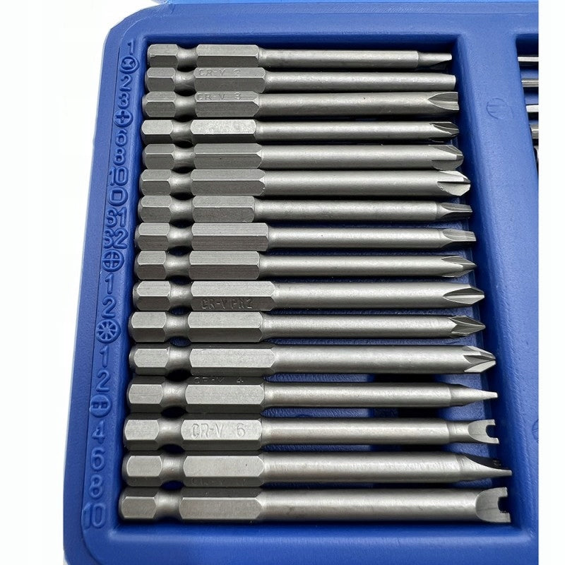 SET OF LONG IMPACT BITS FOR SCREWDRIVER BITS 75mm + HANDLE 50EL Series 5906293077888