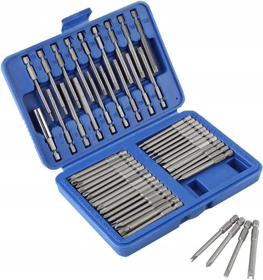 SET OF LONG IMPACT BITS FOR SCREWDRIVER BITS 75mm + HANDLE 50EL