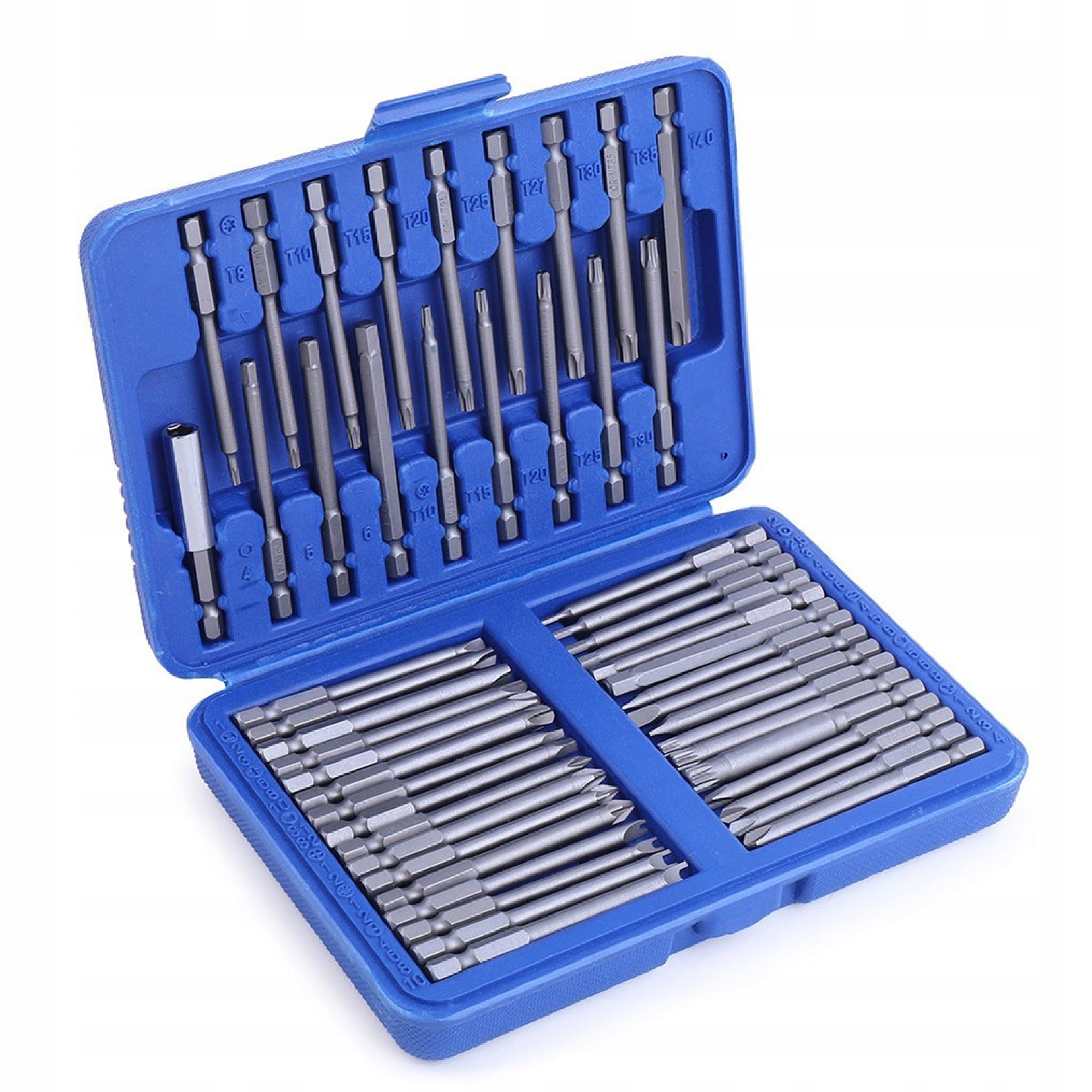 SET OF LONG IMPACT BITS FOR SCREWDRIVER BITS 75mm + HANDLE 50EL