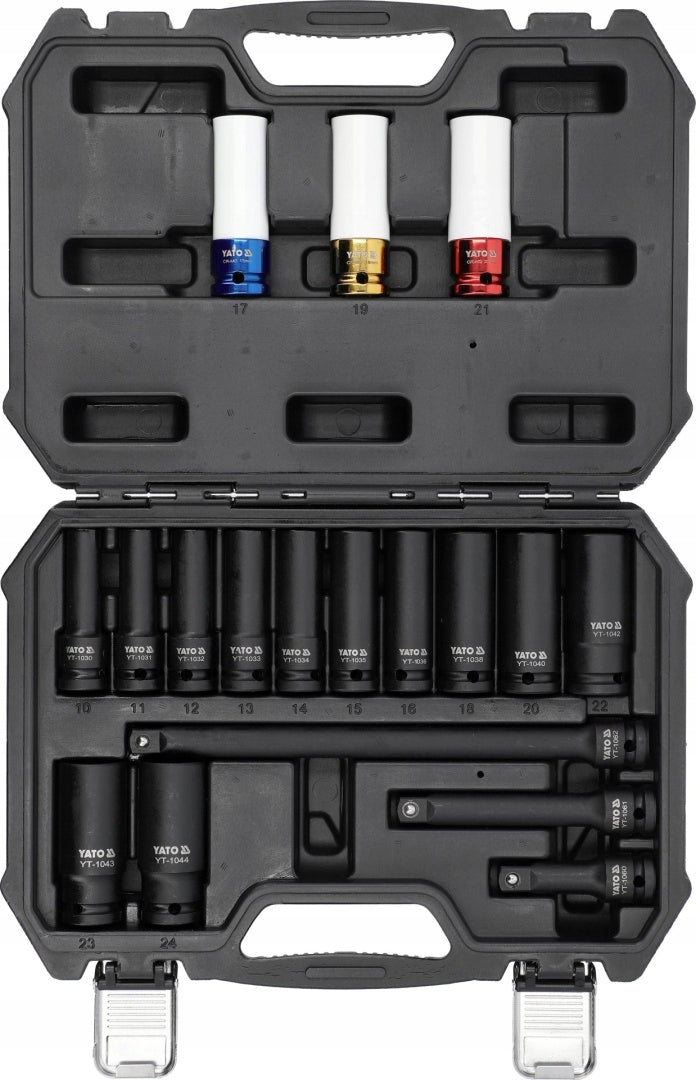 SET OF LONG IMPACT SOCKETS 1/2'' 18 PIECES YATO YT-10566 Brand Yato