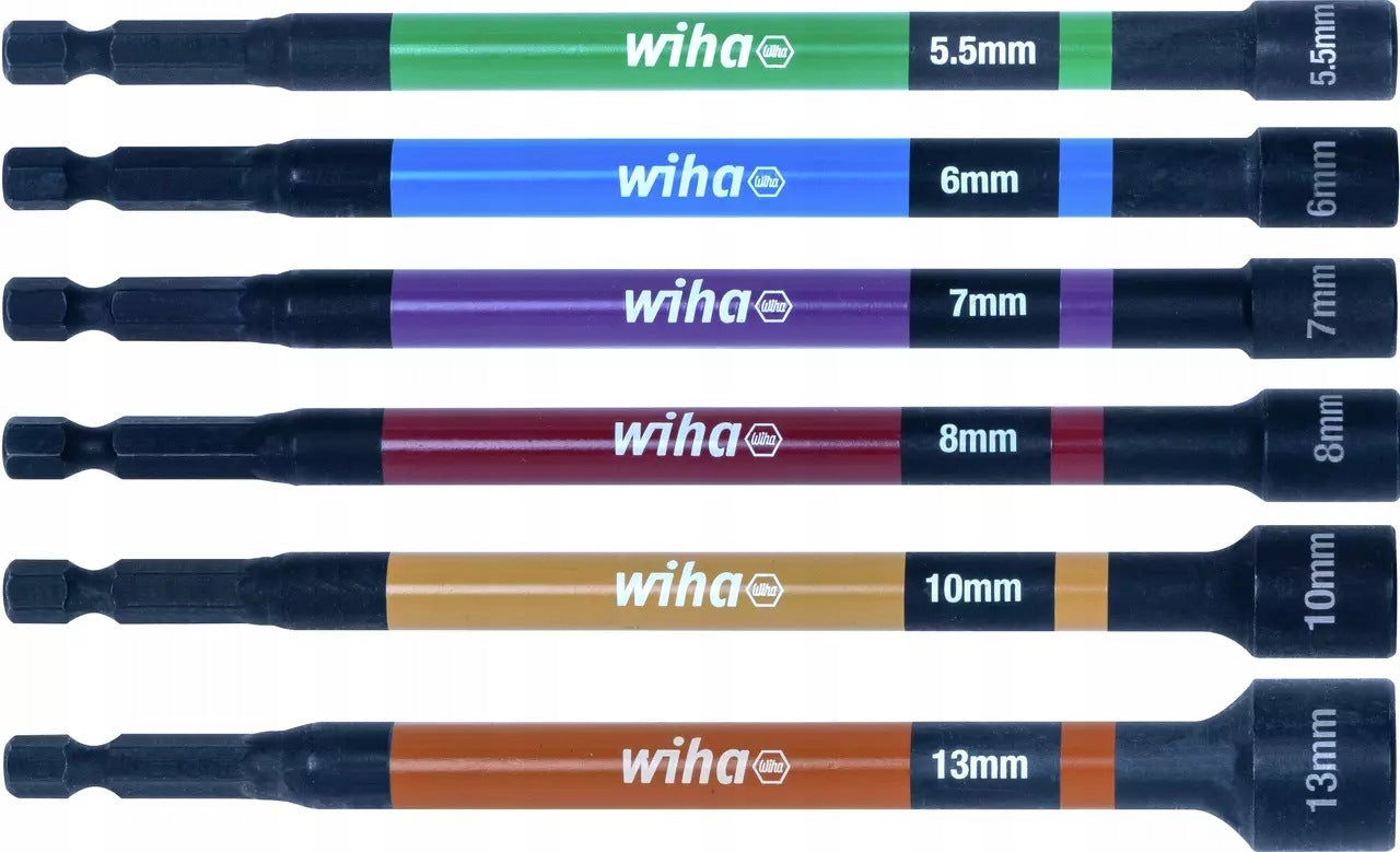 SET OF MAGNETIC SOCKETS 5.5-13MM*150MM 6PCS. COLORED - WH 47035