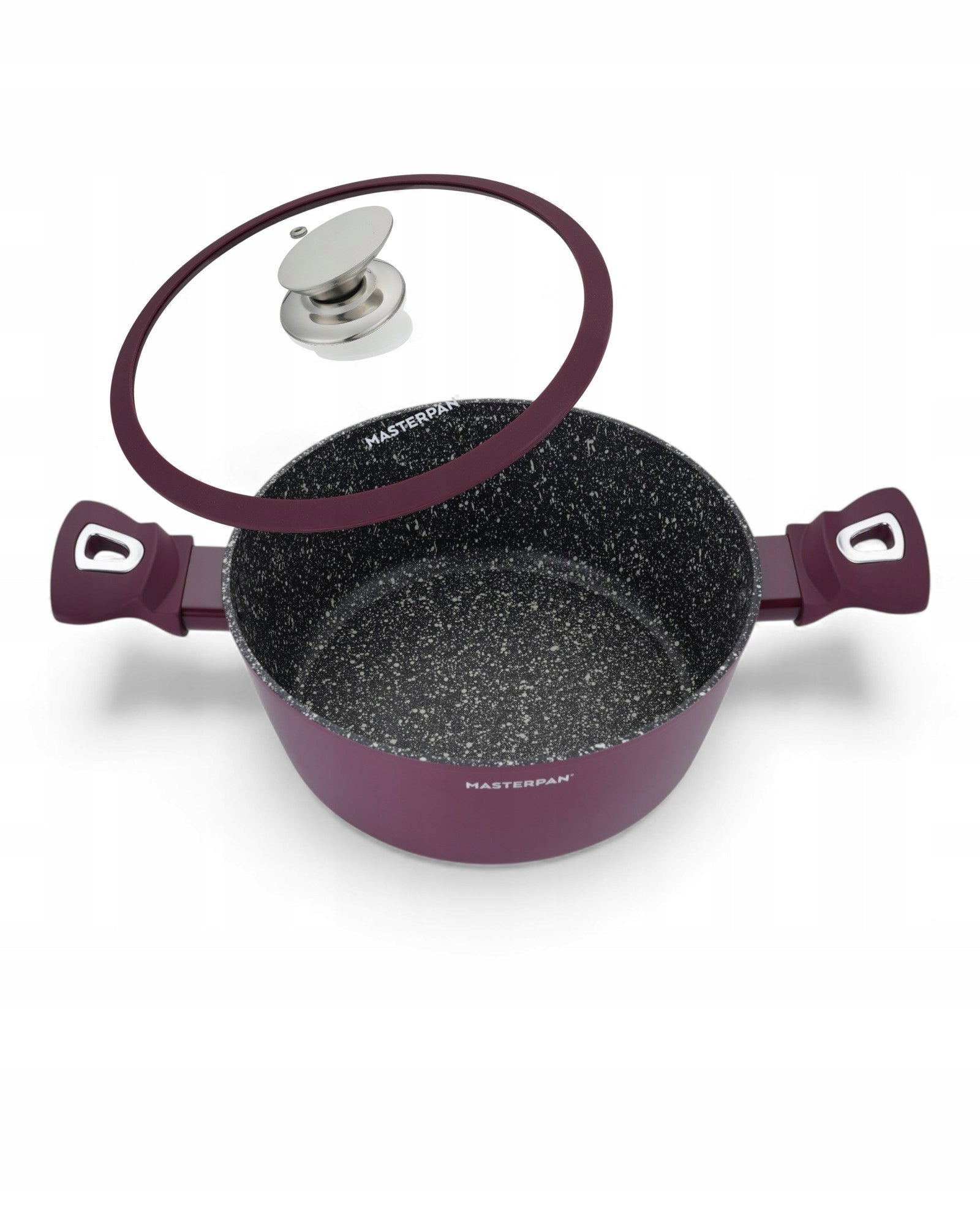 SET OF MARBLED POTS 15EL. GRANITE COATING | INDUCTION GAS BURGUNDY Brand Masterpan
