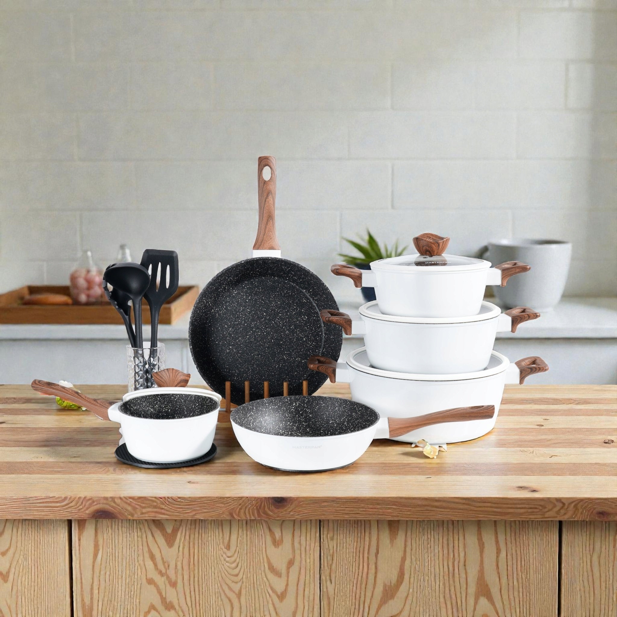 SET OF MARBLED POTS 15EL. GRANITE COATING | INDUCTION WHITE GAS EAN (GTIN) 5906700013560