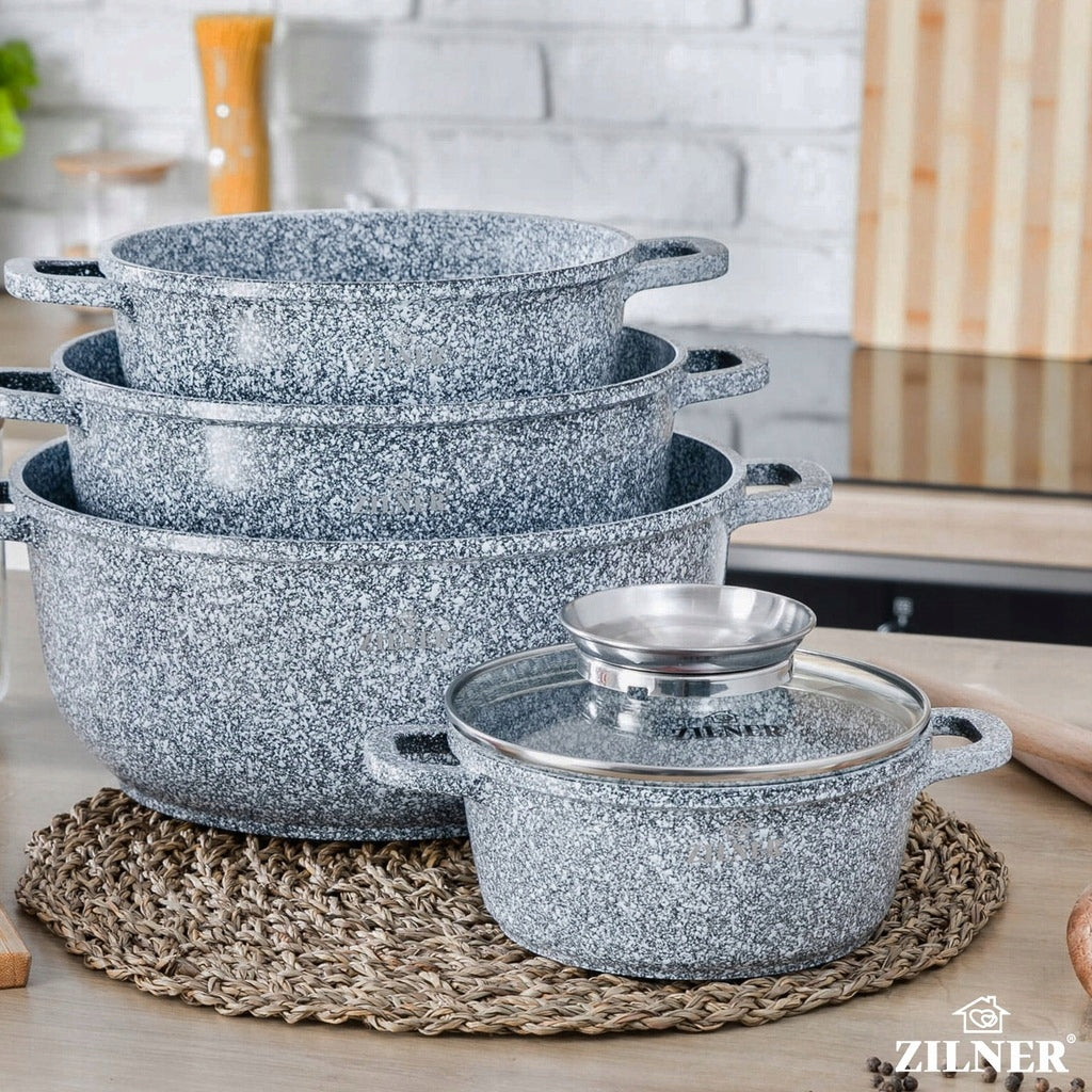 SET OF MARBLED POTS INDUCTION GAS SET OF POTS + LIDS ZILNER Number of items in the set 10