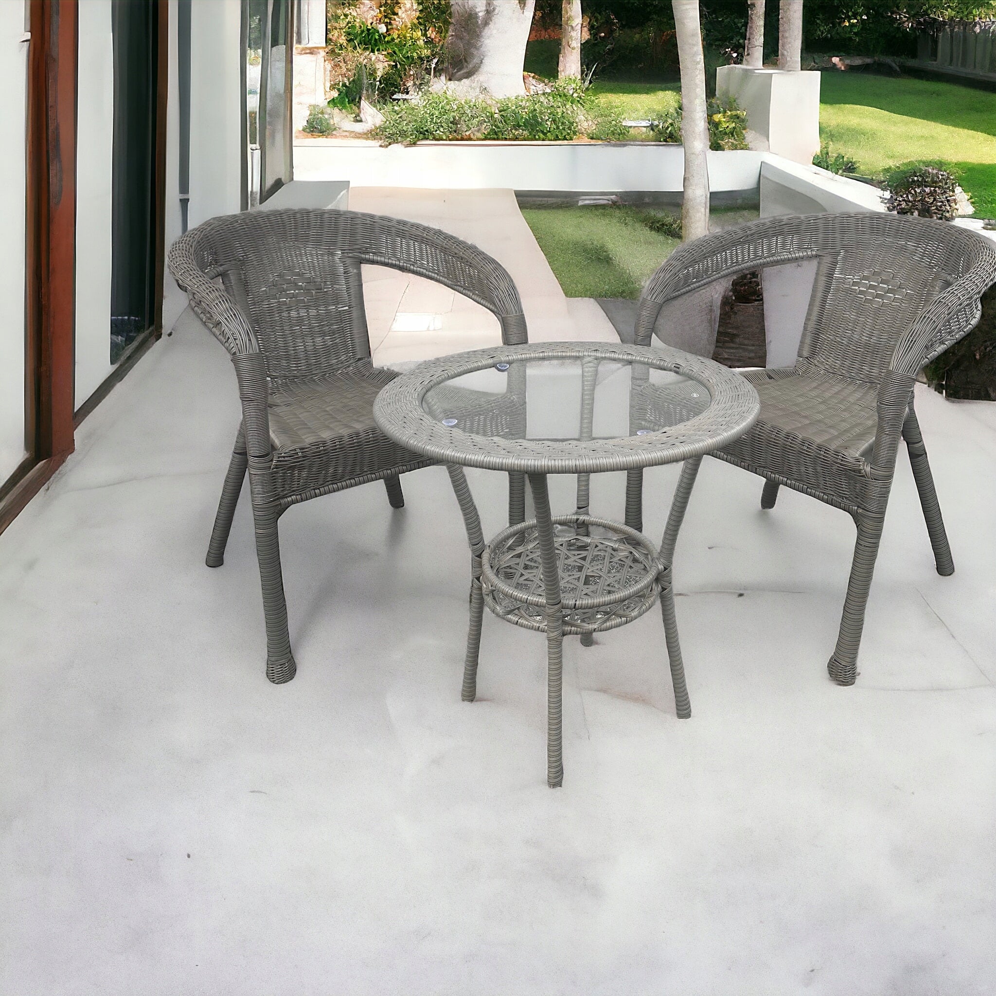 SET OF MAS-RS-GR GREY 2 CHAIRS + TABLE RATTAN IDEALGARDEN Manufacturer MTG Trade Group
