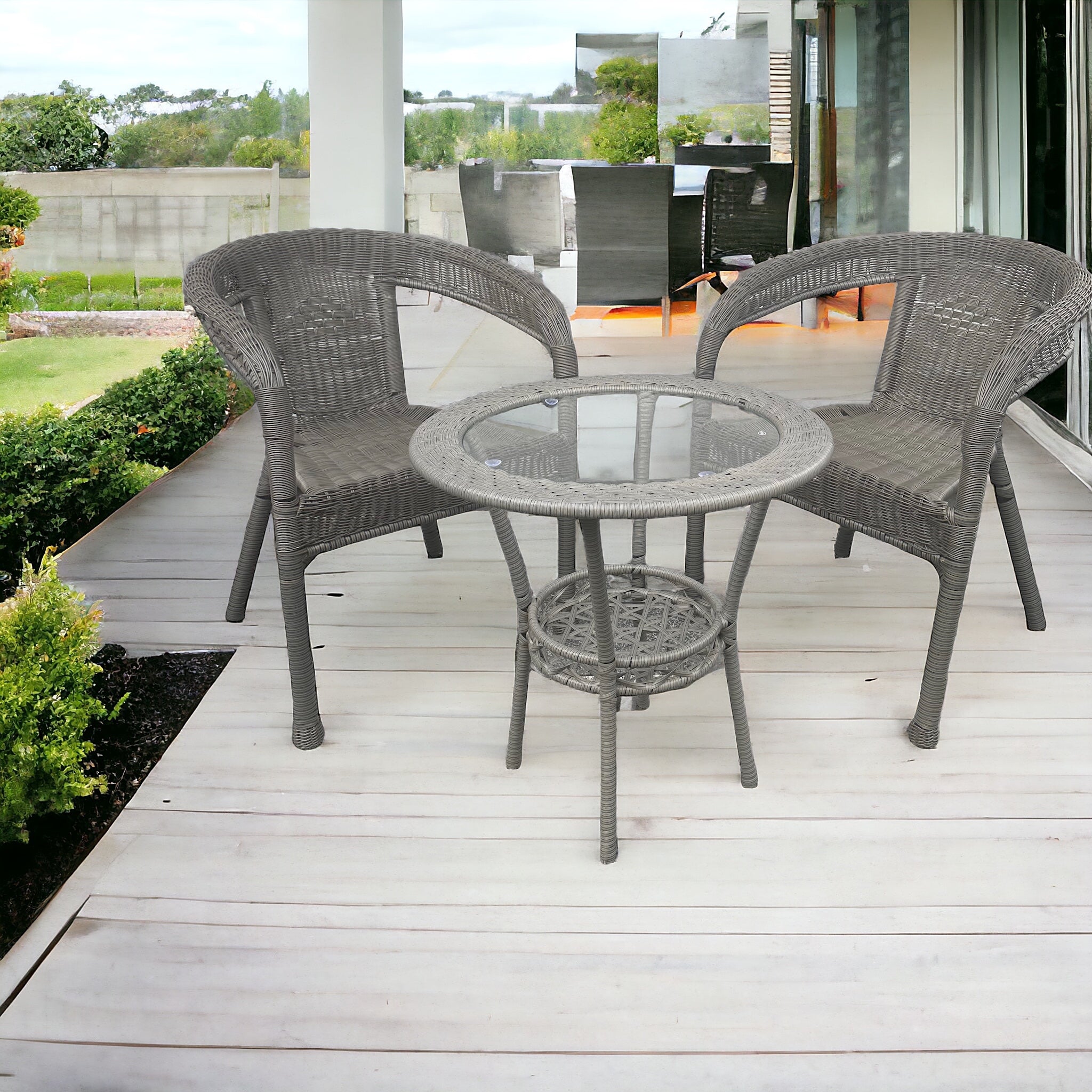 SET OF MAS-RS-GR GREY 2 CHAIRS + TABLE RATTAN IDEALGARDEN Manufacturer code MAS-RS-GR