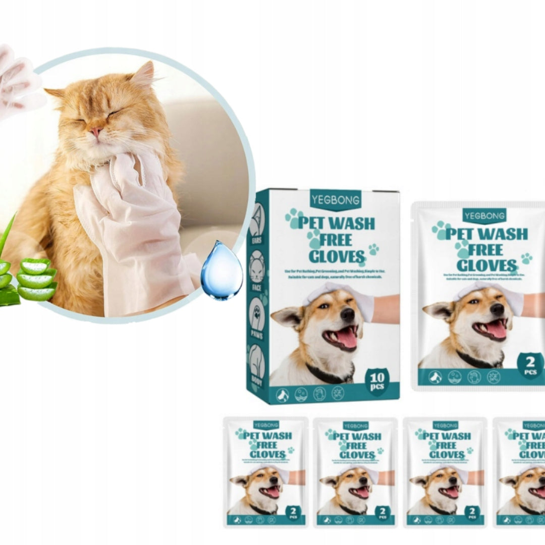 SET OF MOISTURIZED CAT DOG WASH GLOVES 20 PCS 2x10 HAIR CLEANING Packaging status original