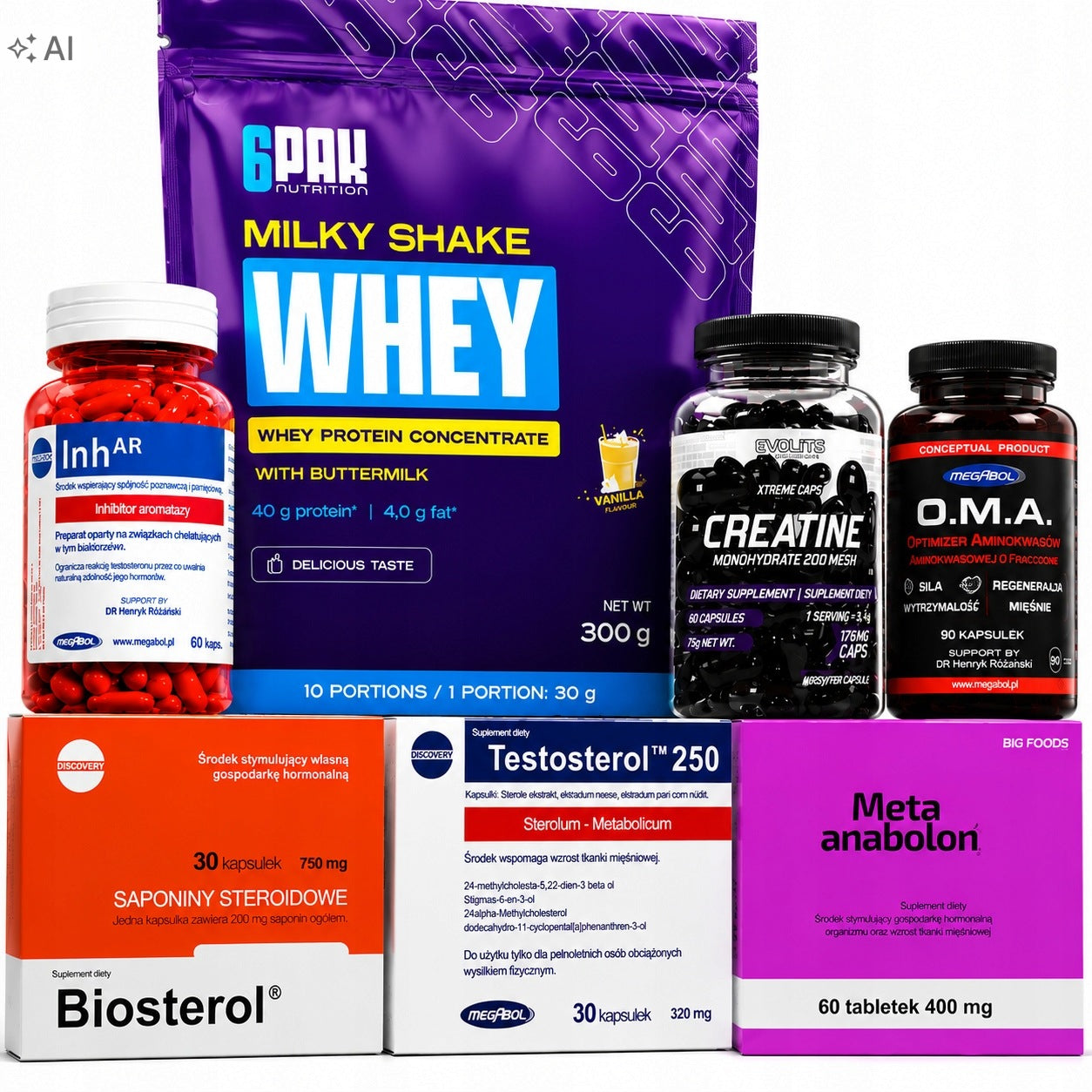 SET OF NUTRIENTS FOR MUSCLE MASS STRENGTH BIOSTEROL TESTOSTEROL META ANABOLONE