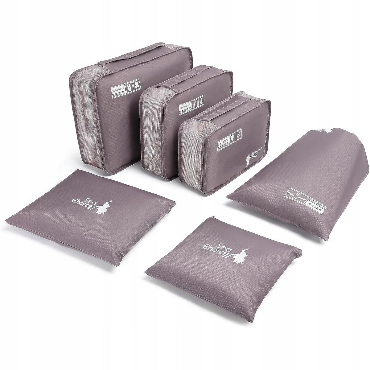 SET OF ORGANIZERS FOR LUGGAGE SUITCASE DIFFERENT SIZES 6 PIECES LILA