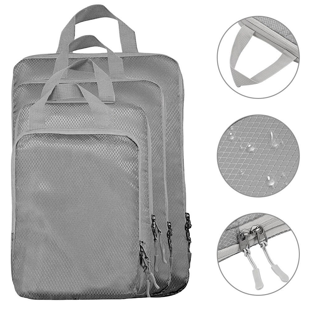 SET OF ORGANIZERS FOR SUITCASES COMPRESION BAGS 4PCS Color gray