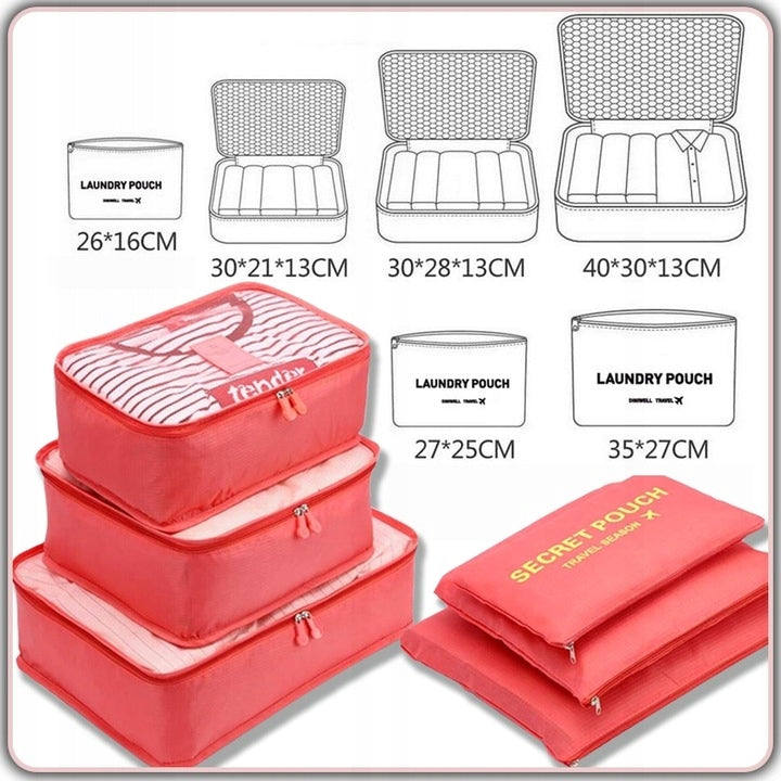 SET OF ORGANIZERS TRAVEL ORGANIZER SUITCASES CLOTHES CABINET SET OF 6 pcs. Manufacturer code FLIX KOMPLET ORGANIZERÓW PODRÓŻNYCH