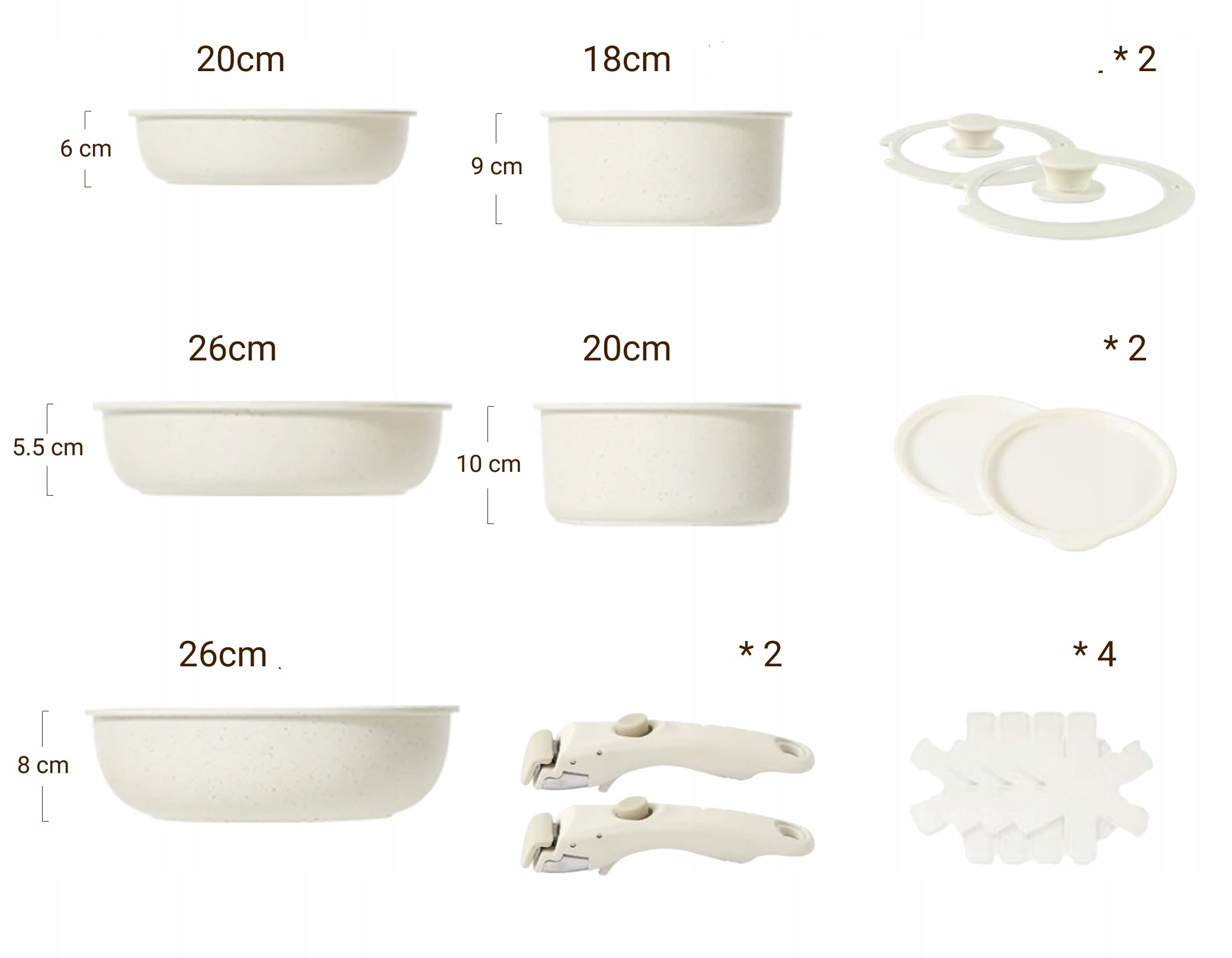 SET OF PANS AND POTS 15 elements 2x DETACHABLE HANDLE GAS INDUCTION EAN (GTIN) 6953221588281
