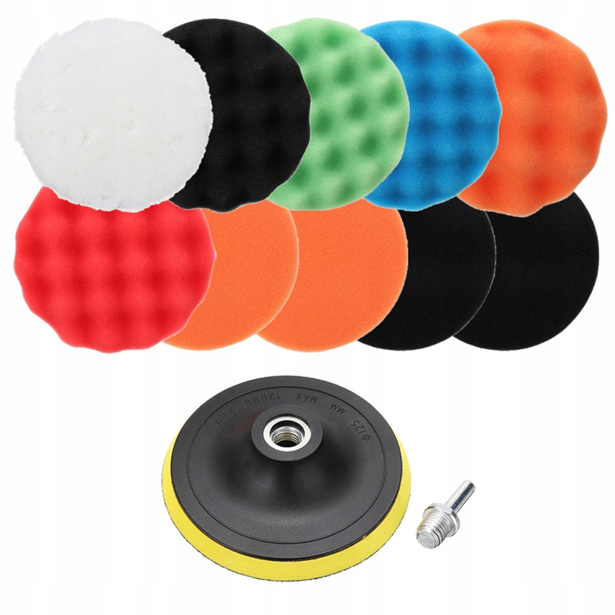 SET OF POLISHING SPONGES PADS FUR POLISHING + DISK 80MM + ADAPTER M10 Packaging status original
