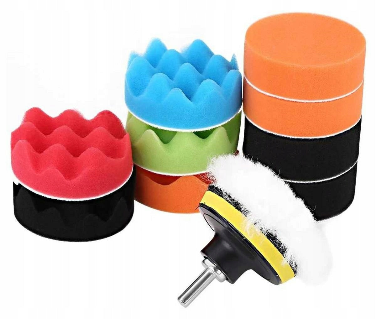 SET OF POLISHING SPONGES PADS FUR POLISHING + DISK 80MM + ADAPTER M10