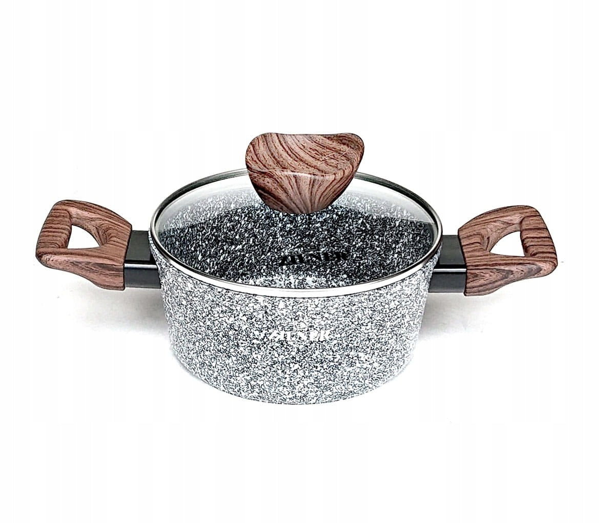 SET OF POTS 15-PIECE WITH MARBLE CERAMIC COATING ZL-8519 Line SNOW MARBLE SERIES