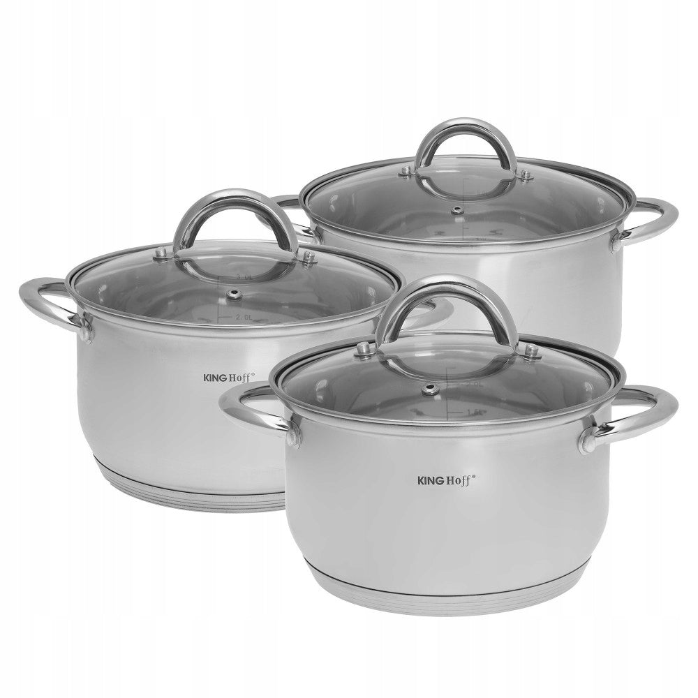 SET OF POTS 6 el Pots LARGE Layered Bottom KING Hoff stainless steel