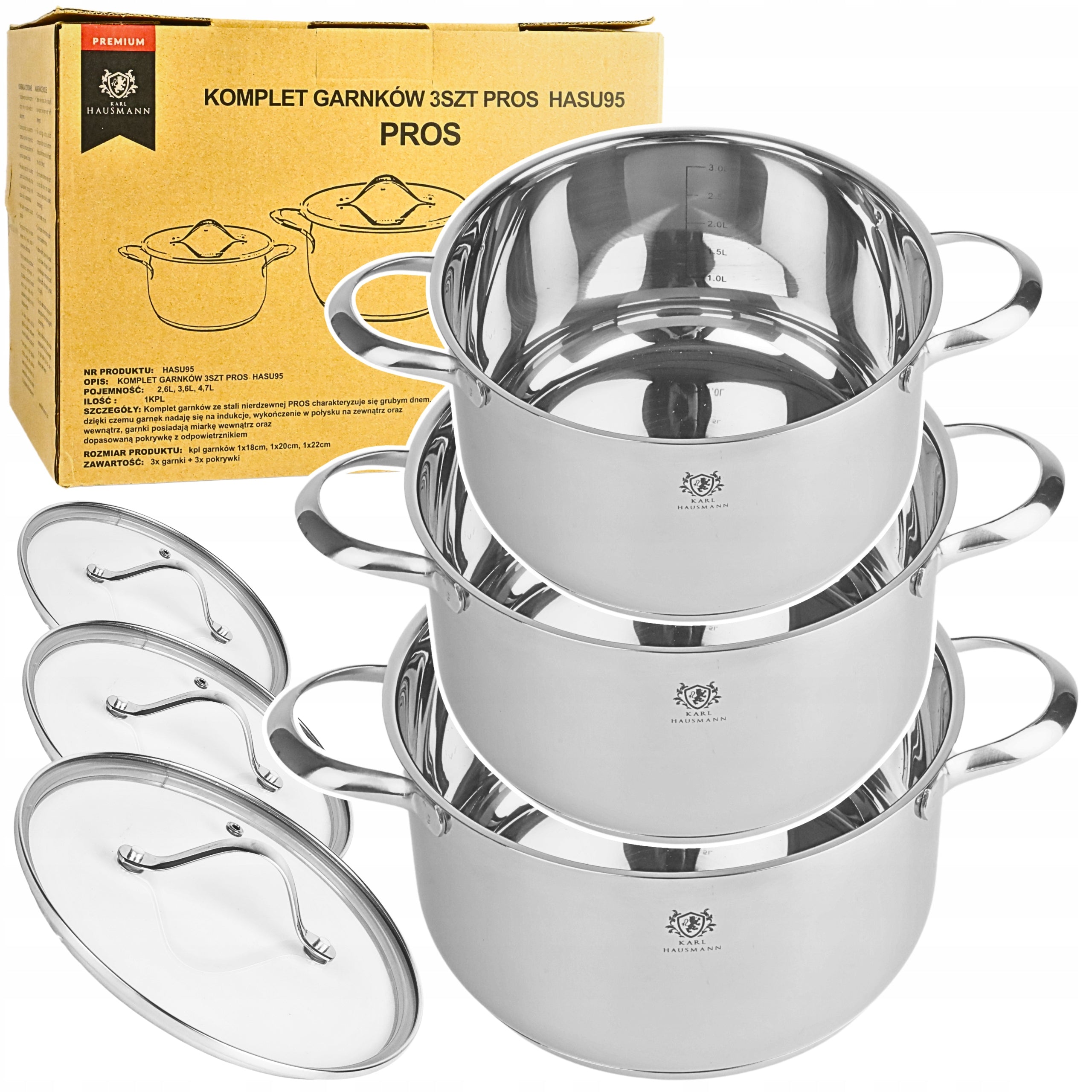 SET OF POTS 6el POTS FOR INDUCTION GAS STAINLESS STEEL 18/0