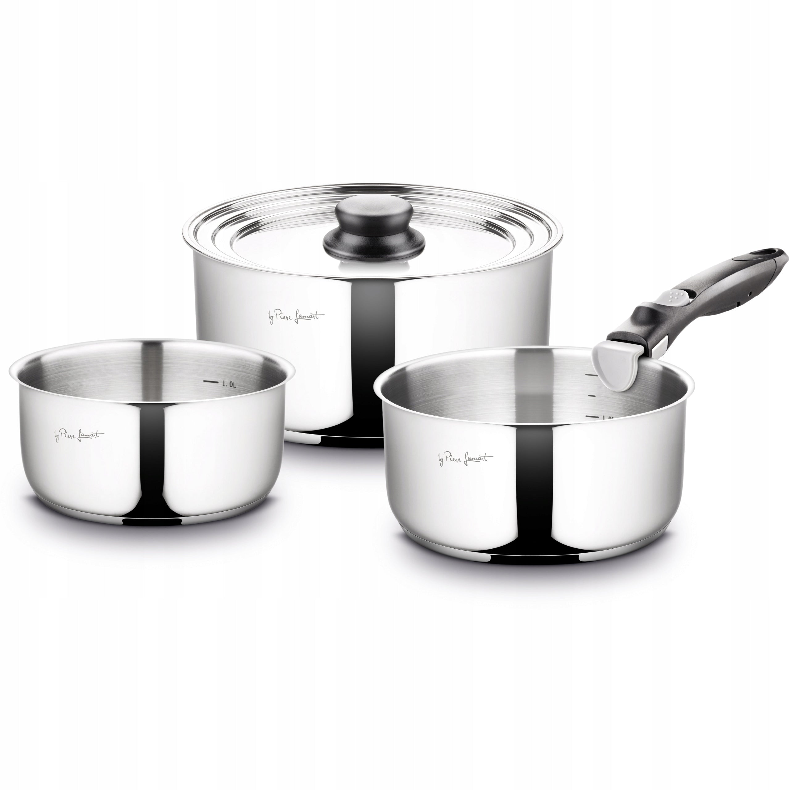 SET OF POTS +Cover +Detachable Handle Lamart INDUCTION 5 Elements KIMS Packaging status original