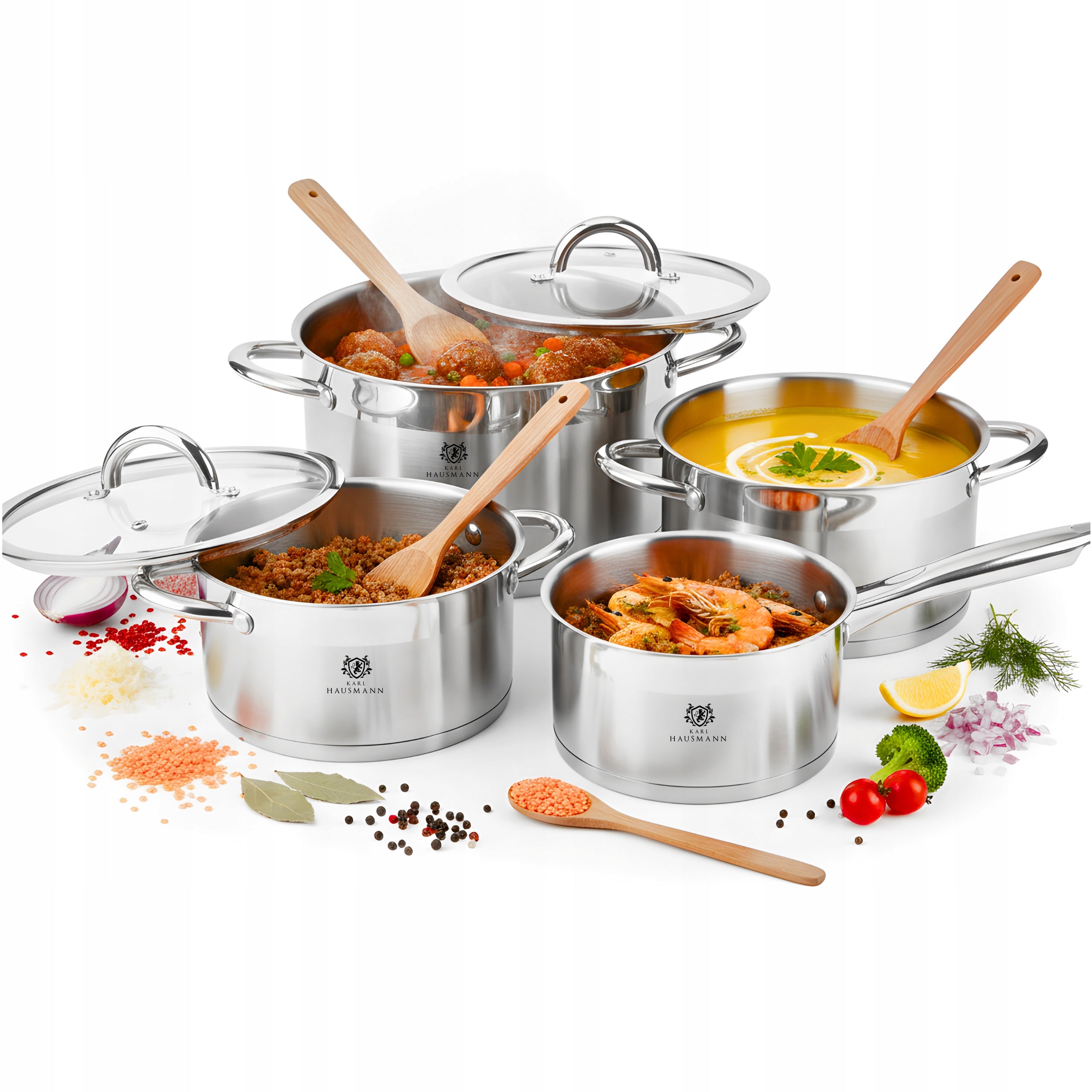 SET OF POTS FOR INDUCTION GAS 8EL POTS STEEL SAUCEPAN STEEL 18/0