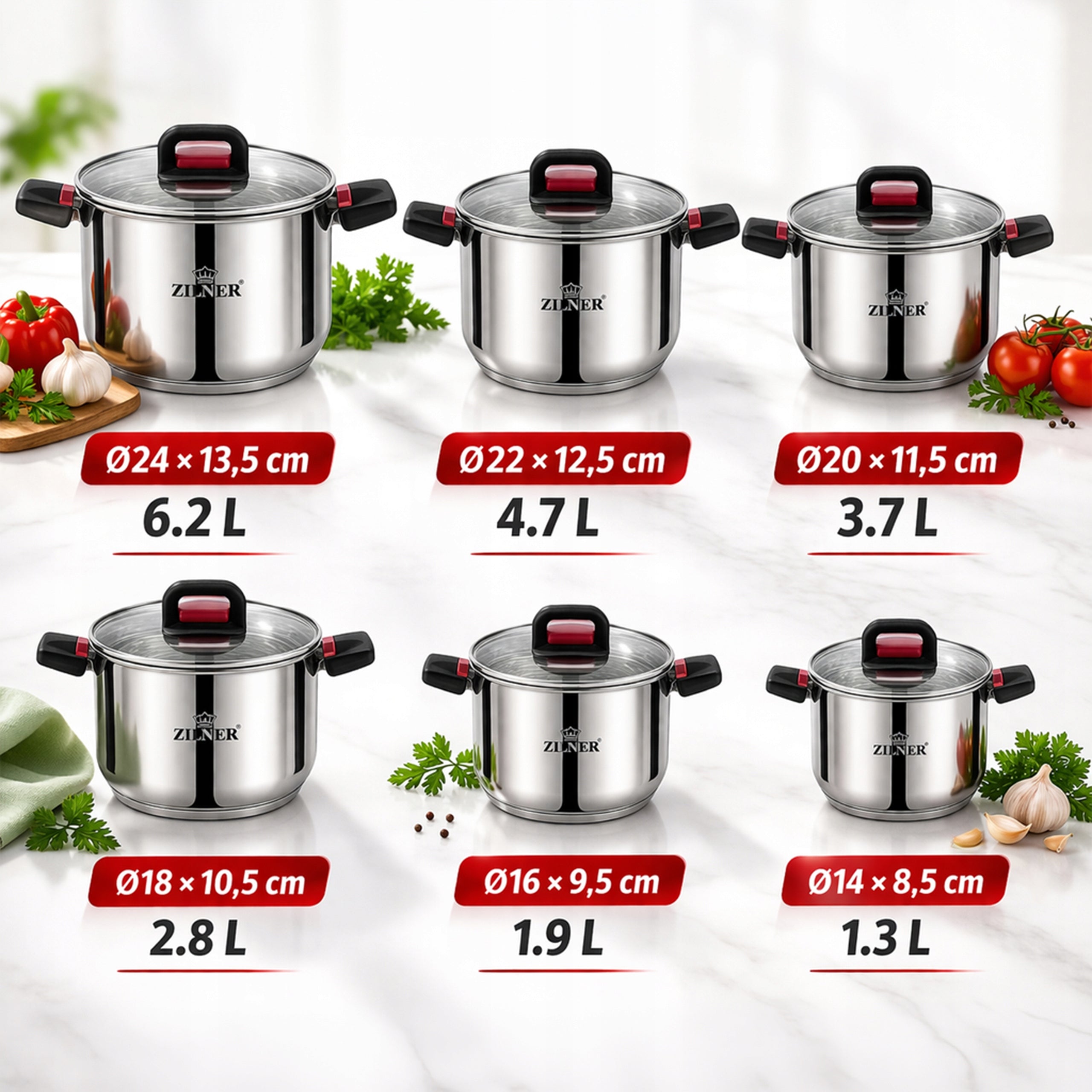 SET OF POTS FOR INDUCTION GAS STAINLESS STEEL COMPACT POTS 12 ELE Manufacturer code ZL7373