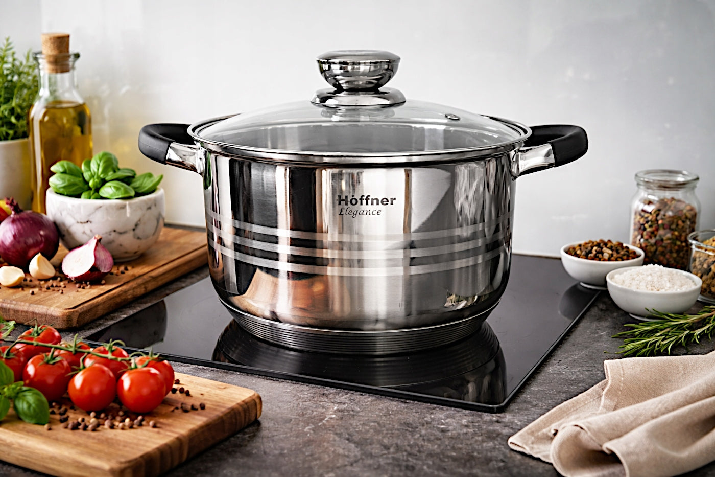 SET OF POTS FOR INDUCTION / GAS STAINLESS STEEL POTS SET OF 8 EL. Material stainless steel
