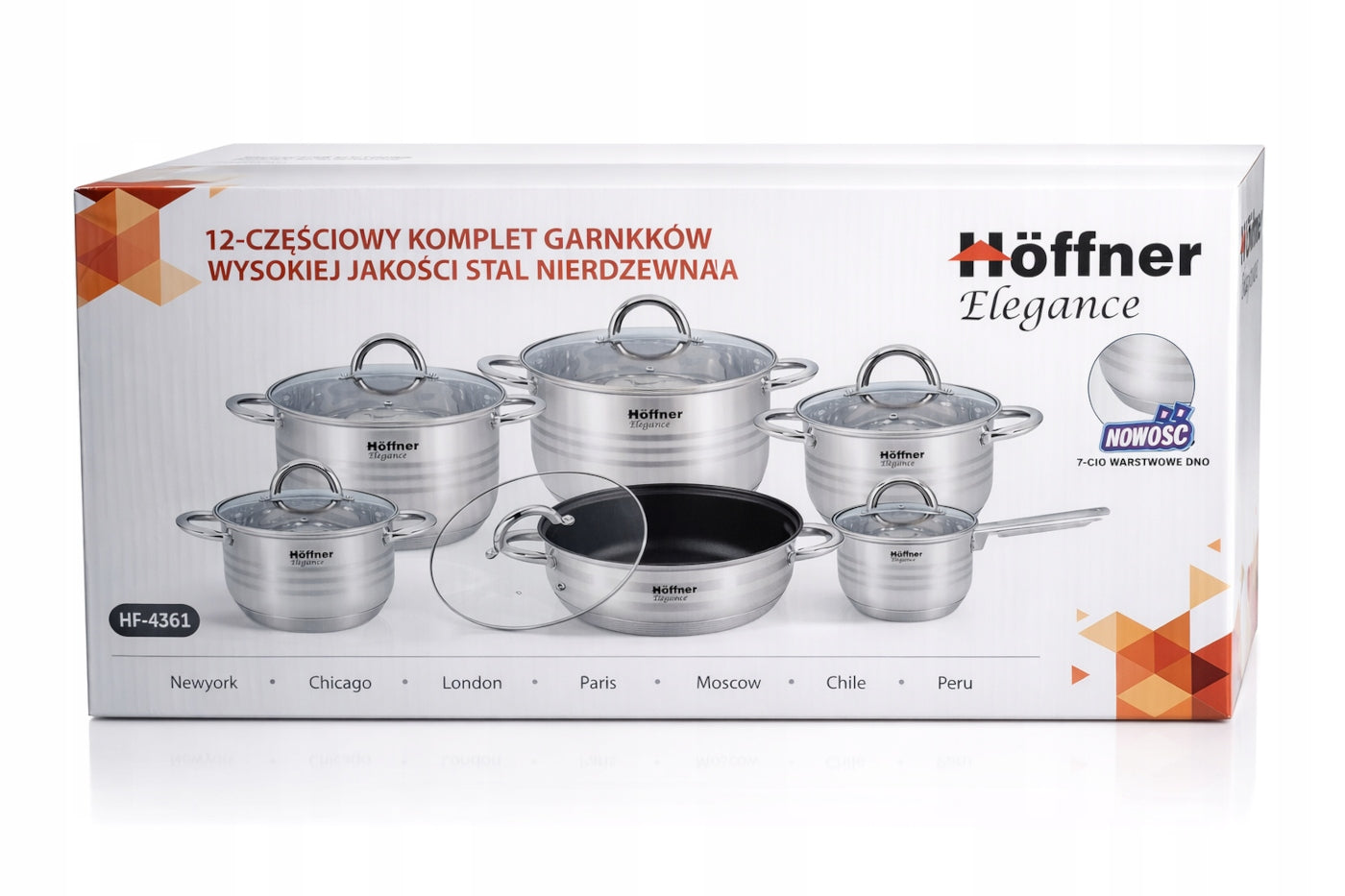 SET OF POTS INDUCTION / GAS PAN SAUCEPAN POTS STAINLESS STEEL 12 EL Color silver
