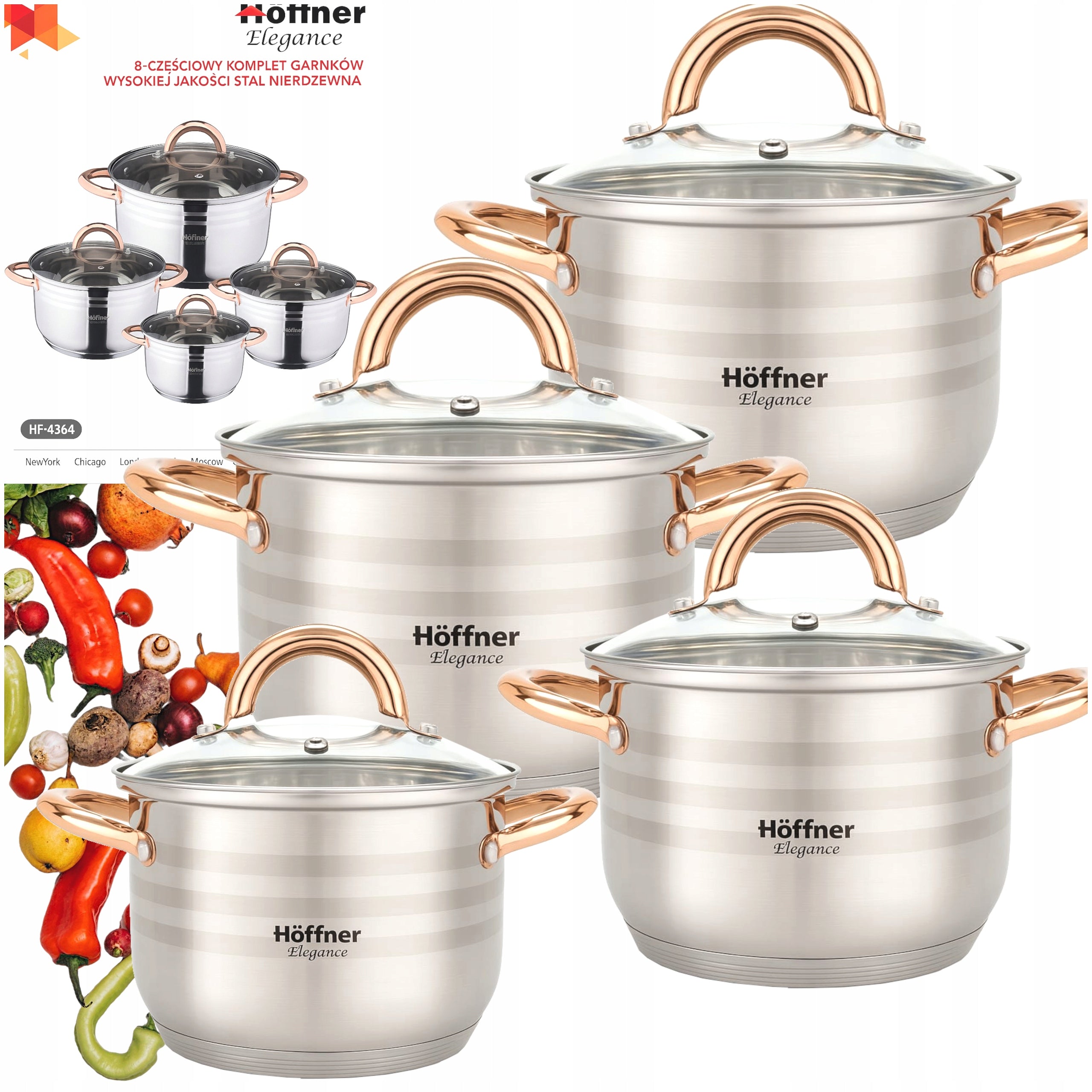 SET OF POTS INDUCTION / GAS POTS STAINLESS STEEL SET 8 ELE