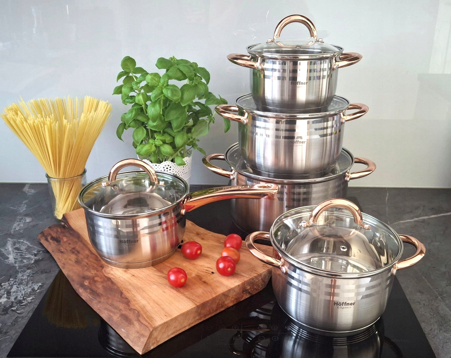 SET OF POTS INDUCTION / GAS SAUCEPAN POTS SET STAINLESS STEEL 10 EL Packaging status original