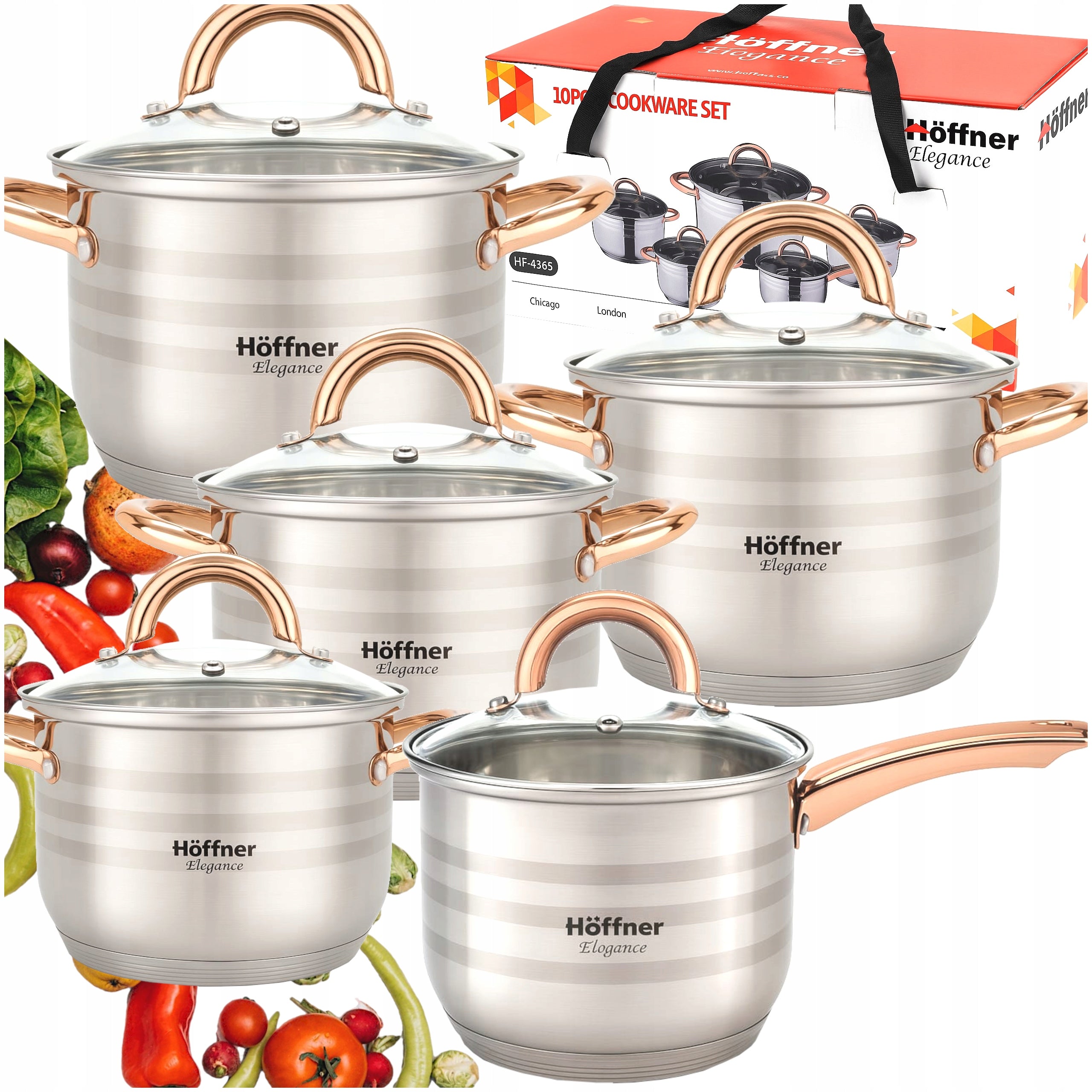 SET OF POTS INDUCTION / GAS SAUCEPAN POTS SET STAINLESS STEEL 10 EL