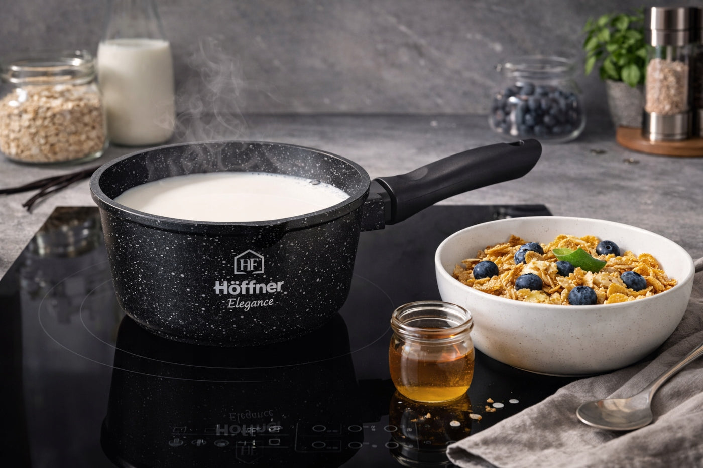 SET OF POTS INDUCTION SET GAS POTS MARBLE SAUCEPAN LIDS 9 EL Color black