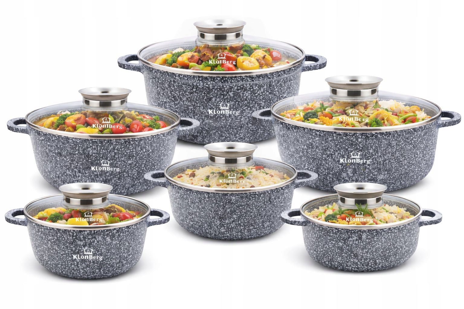 SET OF POTS INDUCTION SET OF POTS GAS MARBLE LIDS 12EL Manufacturer code ZESTAW GARNKÓW  12EL