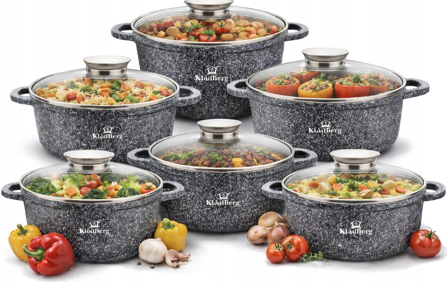 SET OF POTS INDUCTION SET OF POTS GAS MARBLE LIDS 12EL