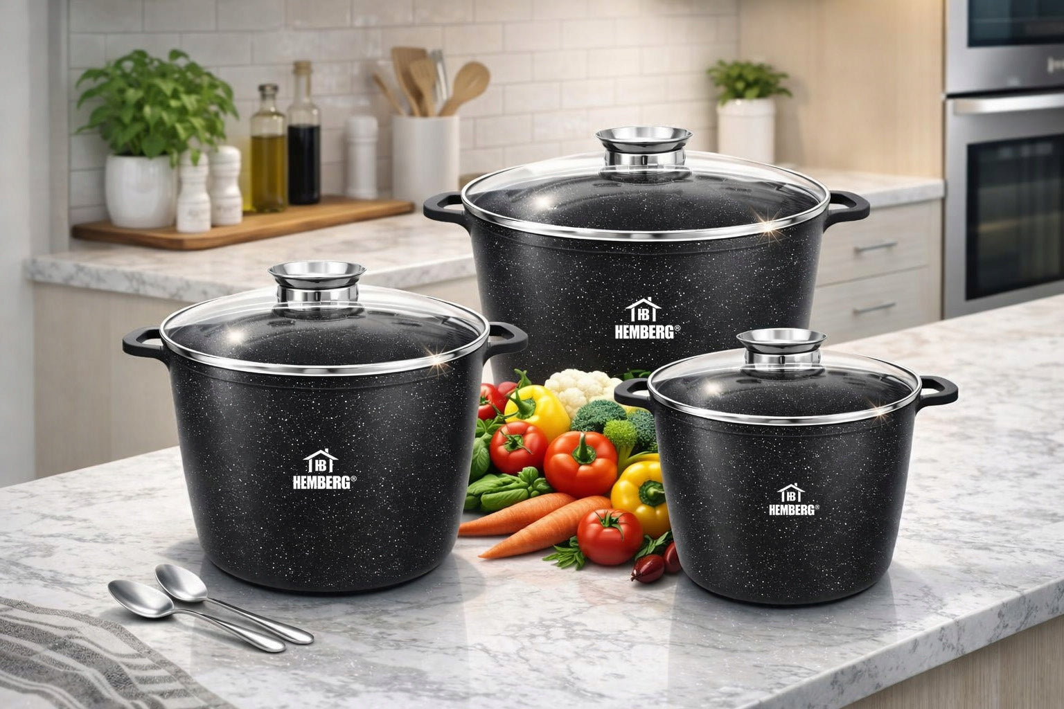 SET OF POTS INDUCTION SET OF POTS GAS MARBLE POT 6.2L/10L/14L Packaging status original