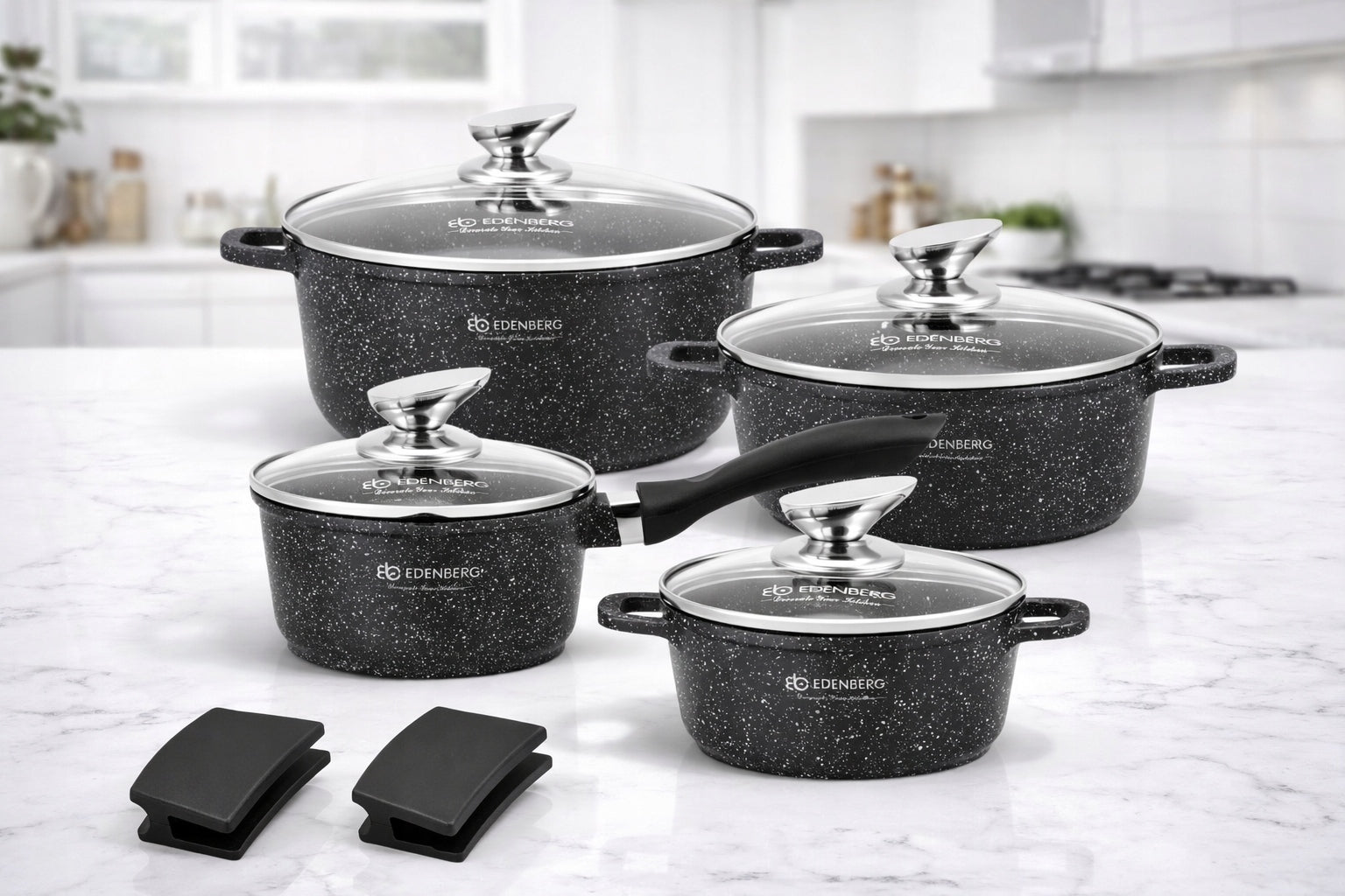 SET OF POTS INDUCTION SET OF POTS SAUCEPAN GAS MARBLE LIDS 8EL Packaging status original