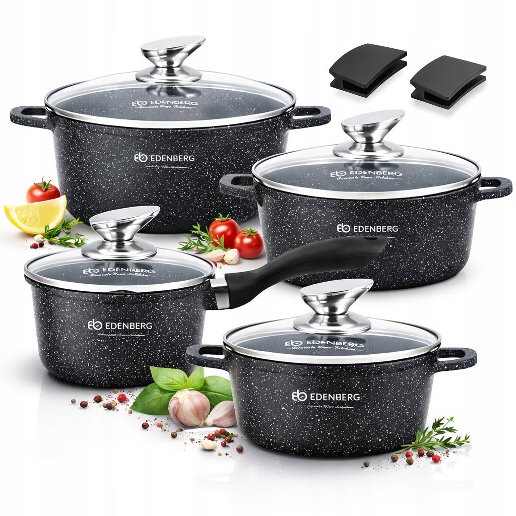 SET OF POTS INDUCTION SET OF POTS SAUCEPAN GAS MARBLE LIDS 8EL