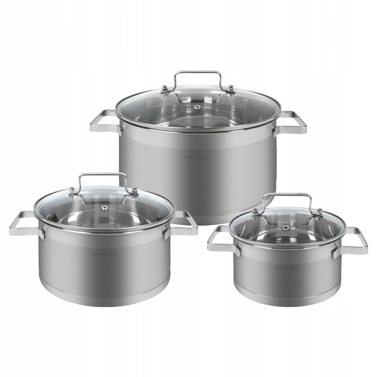 SET OF POTS INDUCTION SET OF STAINLESS STEEL POTS + LIDS 6 ELE Brand ClassBach
