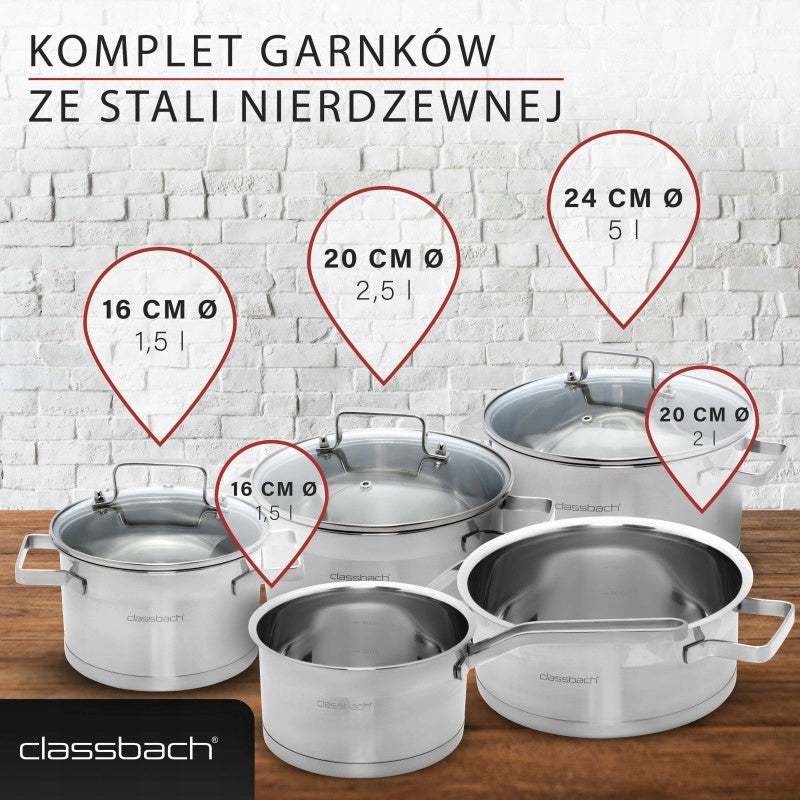 SET OF POTS INDUCTION SET OF STAINLESS STEEL POTS + LIDS 6 ELE Manufacturer code C-KTS 4015