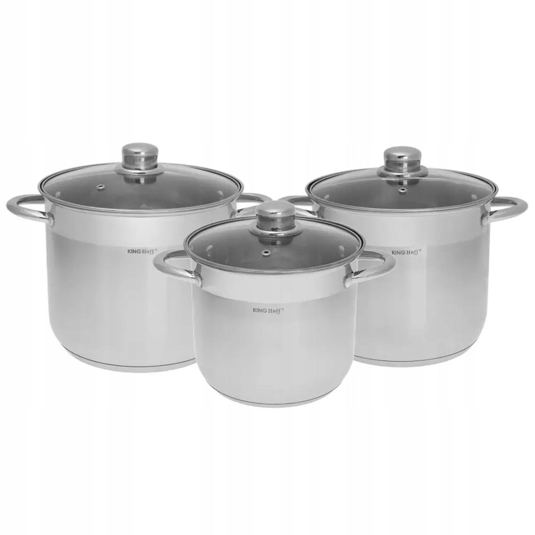 SET OF POTS LARGE CAULDRONS 7L 9L 11L stainless steel 6-EL. KINGHOFF Manufacturer code 4311