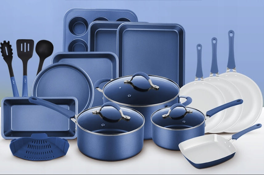 SET OF POTS PANS KITCHEN UTENSILS POTS INDUCTION GAS 20 ELEMENTS Brand no brand