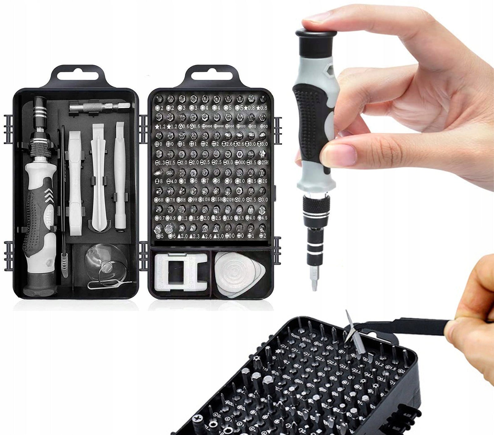 SET OF PRECISION SCREWDRIVERS TORX BITS UNIVERSAL 115in1 Manufacturer code ZESTAW AKCESORIÓW NARZĘDZA PRECYZYJNE
