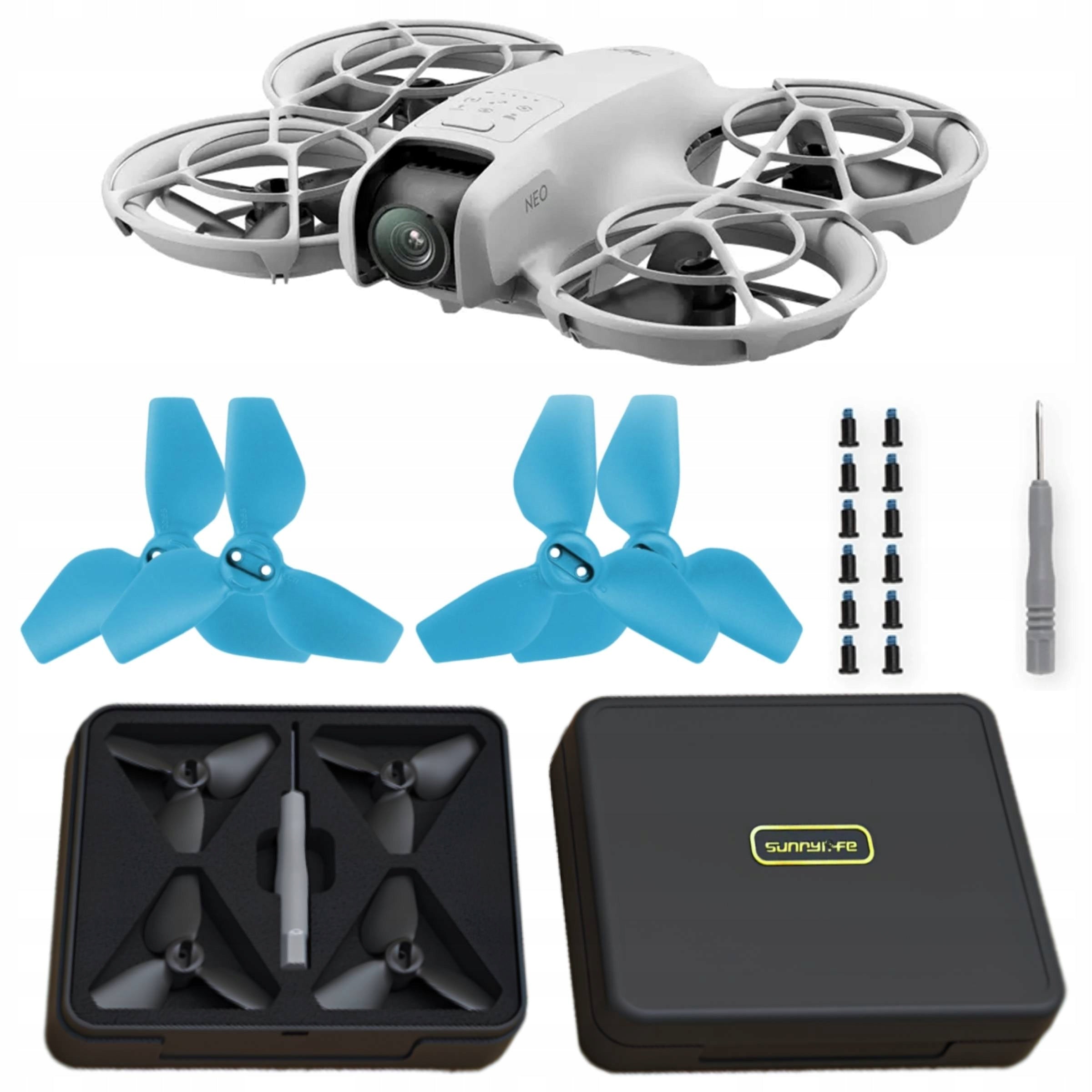 SET OF PROPELLERS 4PCS (2CW+2CCW) BLUE + CASE FOR DJI NEO Packaging status original