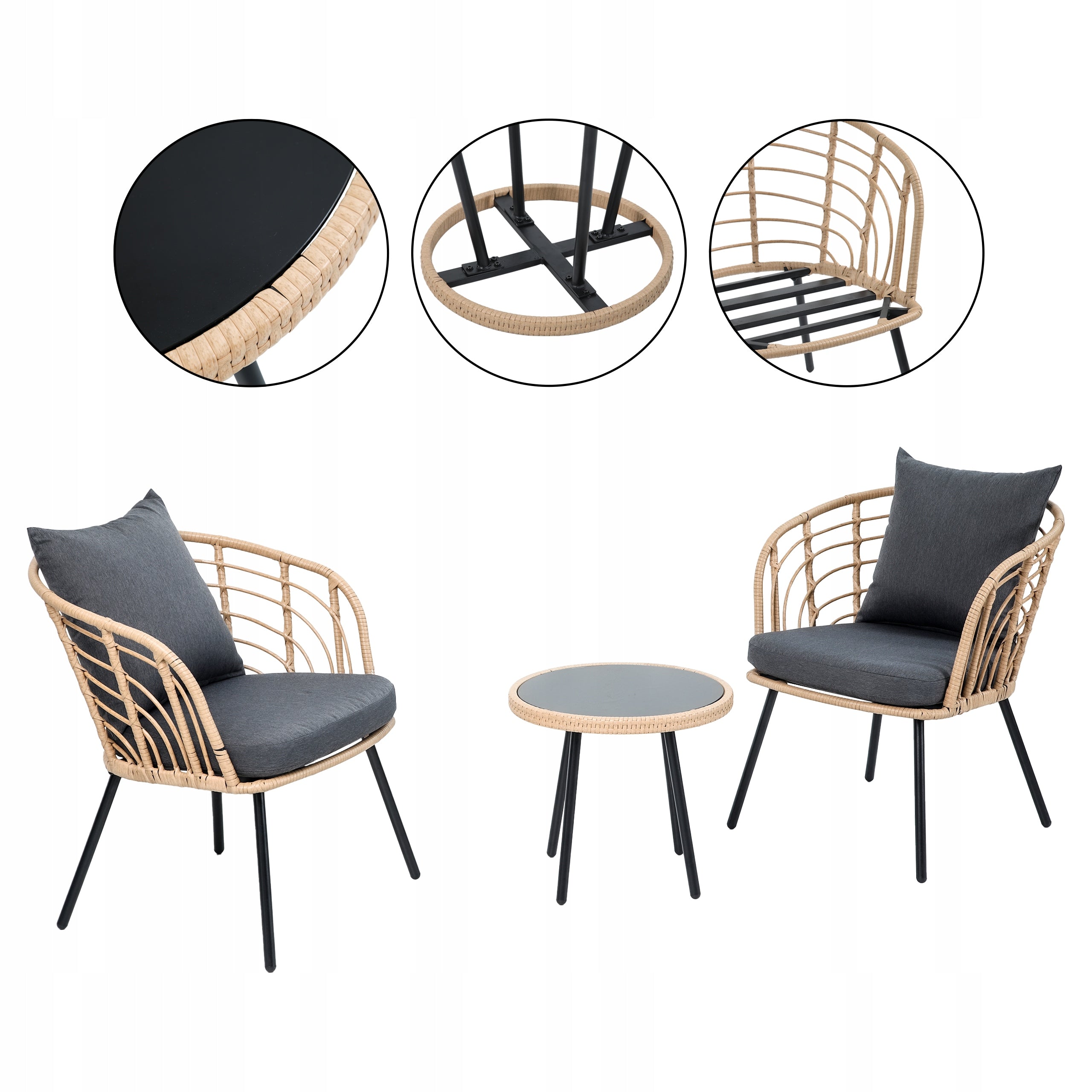 SET OF RATTAN GARDEN FURNITURE FOR BALCONY TERRACE VERONA PRO C.GRAY Manufacturer Kontrast