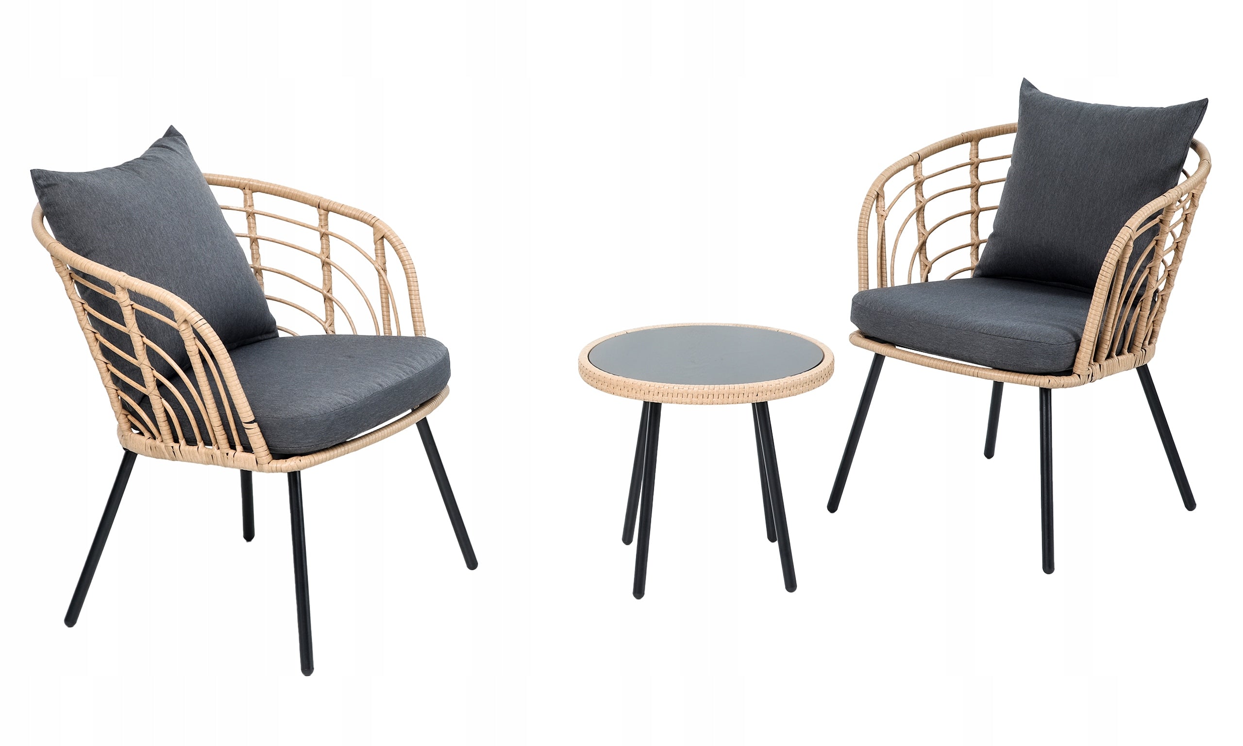 SET OF RATTAN GARDEN FURNITURE FOR BALCONY TERRACE VERONA PRO C.GRAY