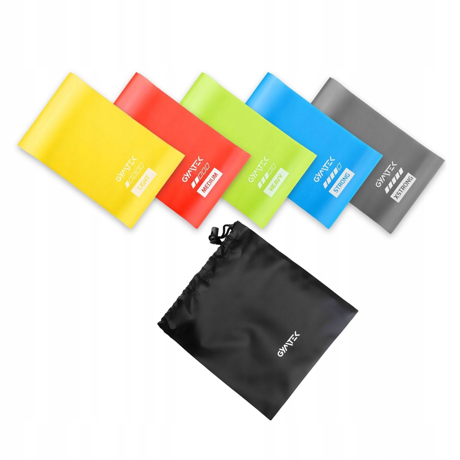 SET OF REHABILITATION TAPES FLAT BAND 2,5-12,5KG 5PCS GYMTEK Kind rubber
