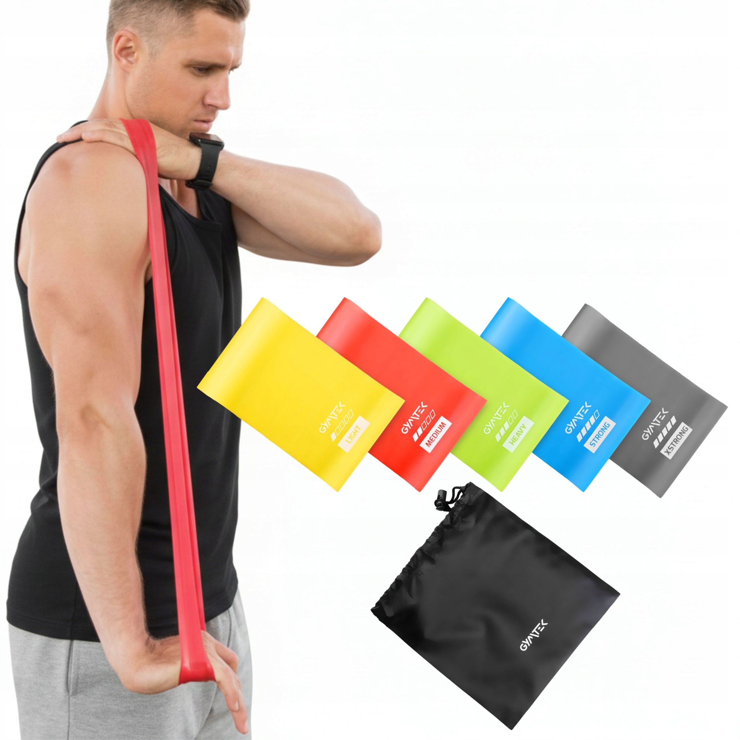 SET OF REHABILITATION TAPES FLAT BAND 2,5-12,5KG 5PCS GYMTEK