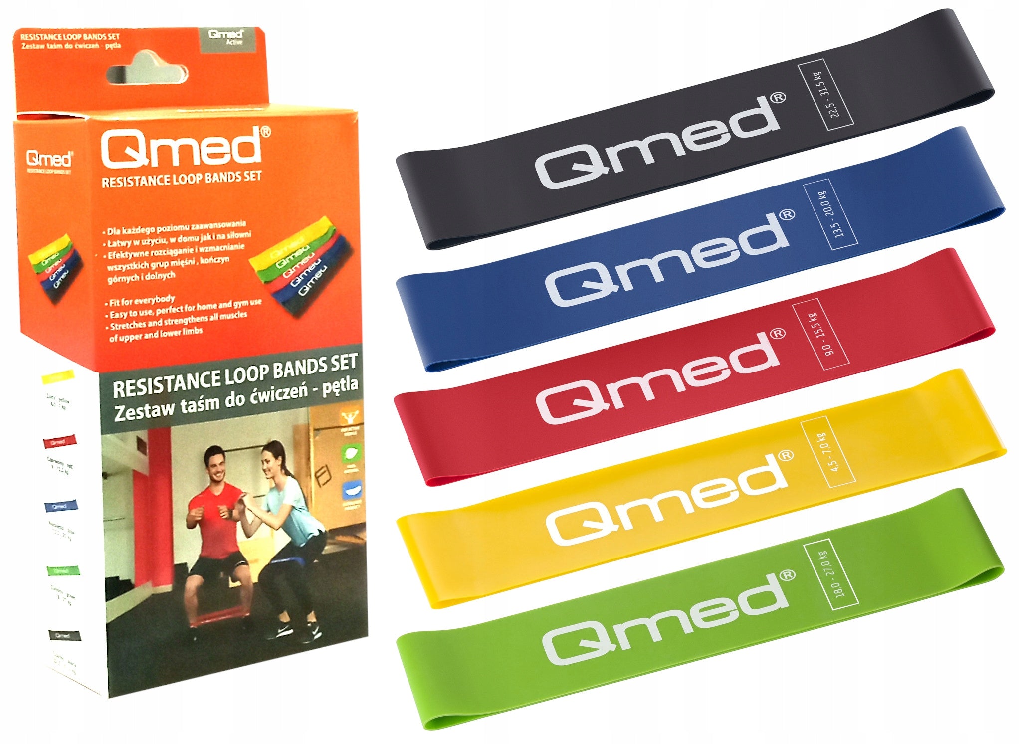 SET OF REHABILITATION TAPES QMED RUBBER TAPE RESISTANCE LOOP 5PCS EAN (GTIN) 5901780434502